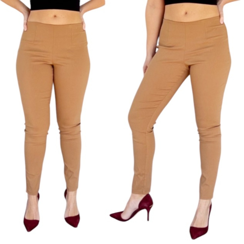 Calvin Klein tan stretch mid rise ankle length professional tapered pants size 4